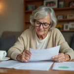 Femme senior en train de consulter ses documents de retraite