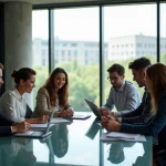 Groupe de jeunes professionnels en coworking à Paris