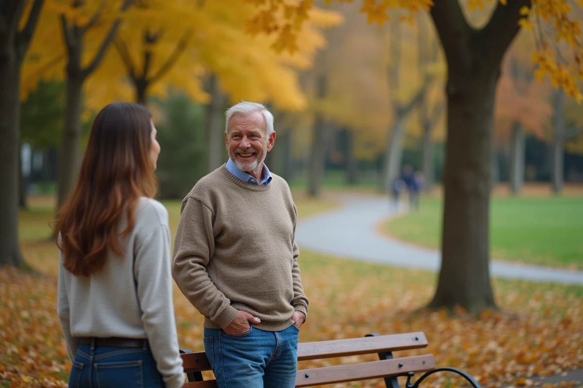 Homme de 50 ans souriant dans un parc d